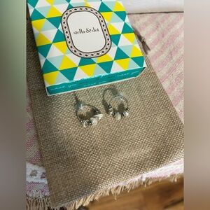 Stella & Dot Rumi Hoops freshwater pearls and silver tone